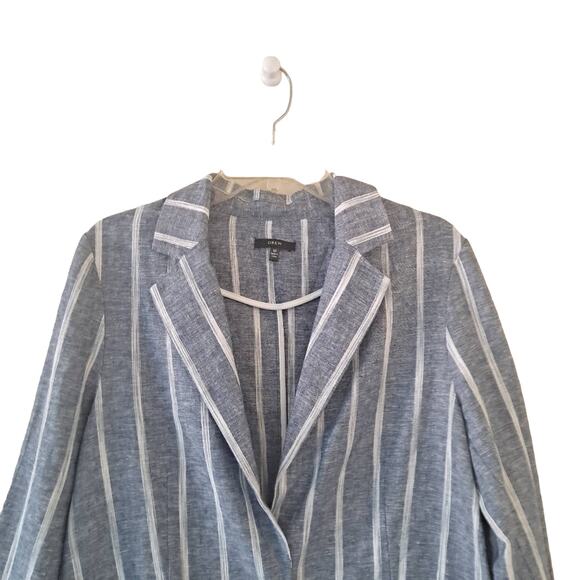 Drew Blue and White Notch Collar Long Sleeve One Button Blazer - Size M - Picture 5 of 7
